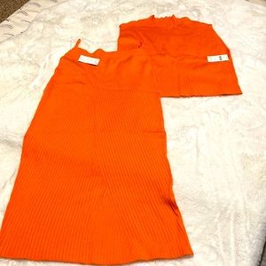 MAEVE x Anthropologie, Orange sweater/ skirt set NWT size M